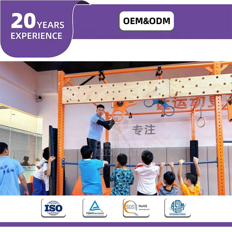286 sq.m Indoor Parkour Training Equipment, Kids Obstacle Course, Gym Ninja Warrior & Themed Maze