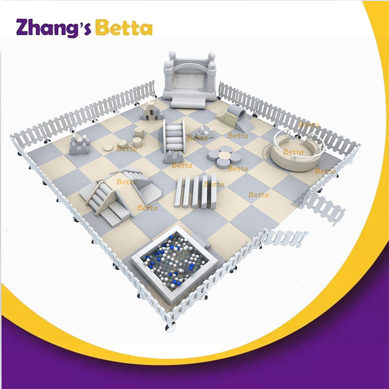 Bettaplay indoor white soft play equipment set for kids with EVA mat and fence