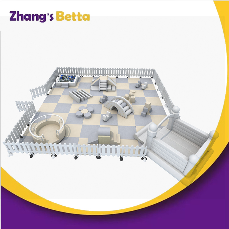 Bettaplay indoor white soft play equipment set for kids with EVA mat and fence